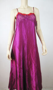 DONNA L'OREN Lace Satin Strap Intimates Corset Sleepwear Robes Purple Size M
